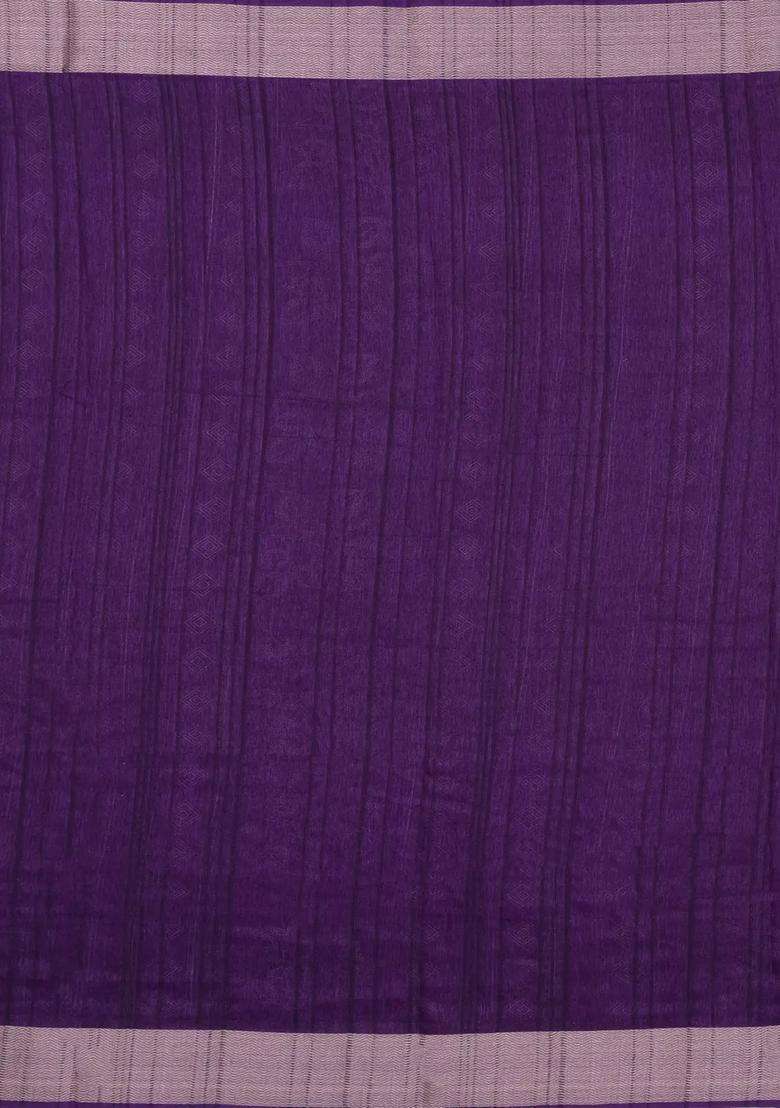 Lilac Woven Synthetics Dola Silk Saree With Zari Border With Printed Design For Women - Indya