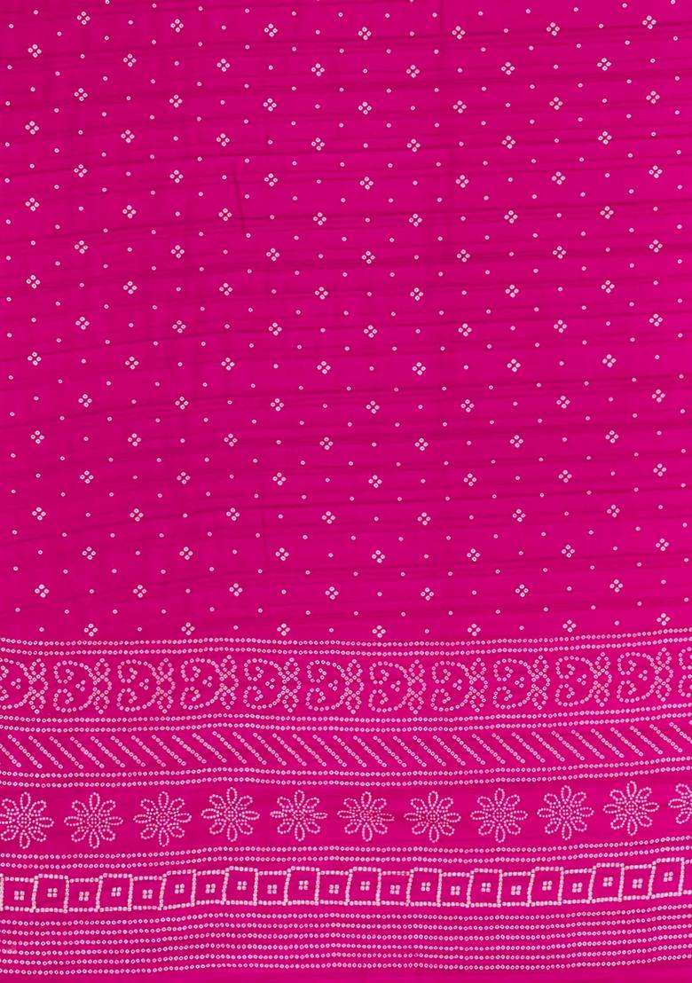 Hot Pink Woven Synthetics Dola Silk Saree With Zari Border With Printed Design For Women - Indya