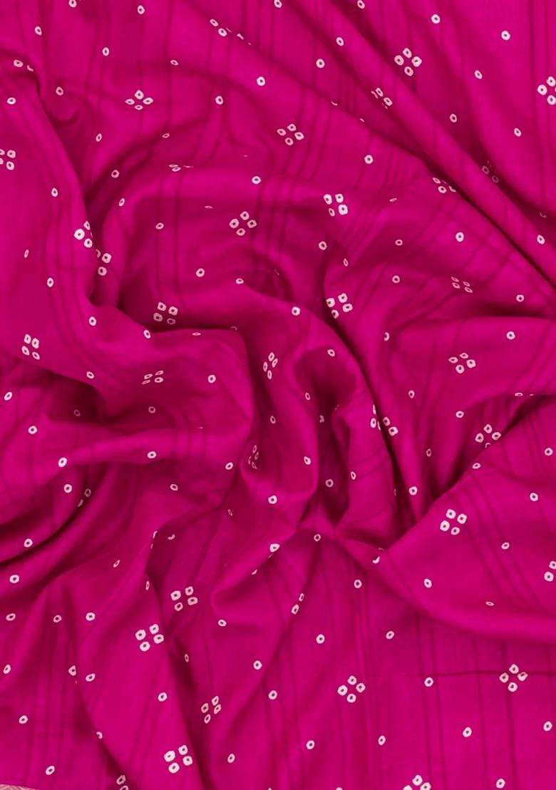 Hot Pink Woven Synthetics Dola Silk Saree With Zari Border With Printed Design For Women - Indya