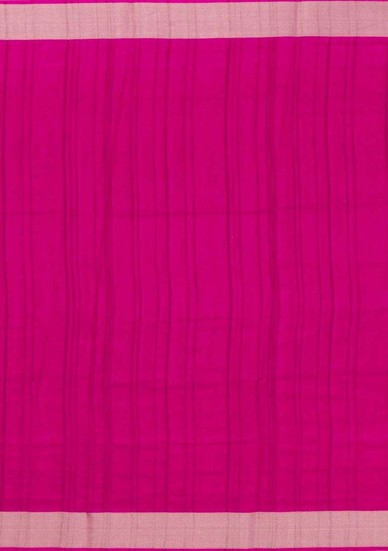 Hot Pink Woven Synthetics Dola Silk Saree With Zari Border With Printed Design For Women - Indya