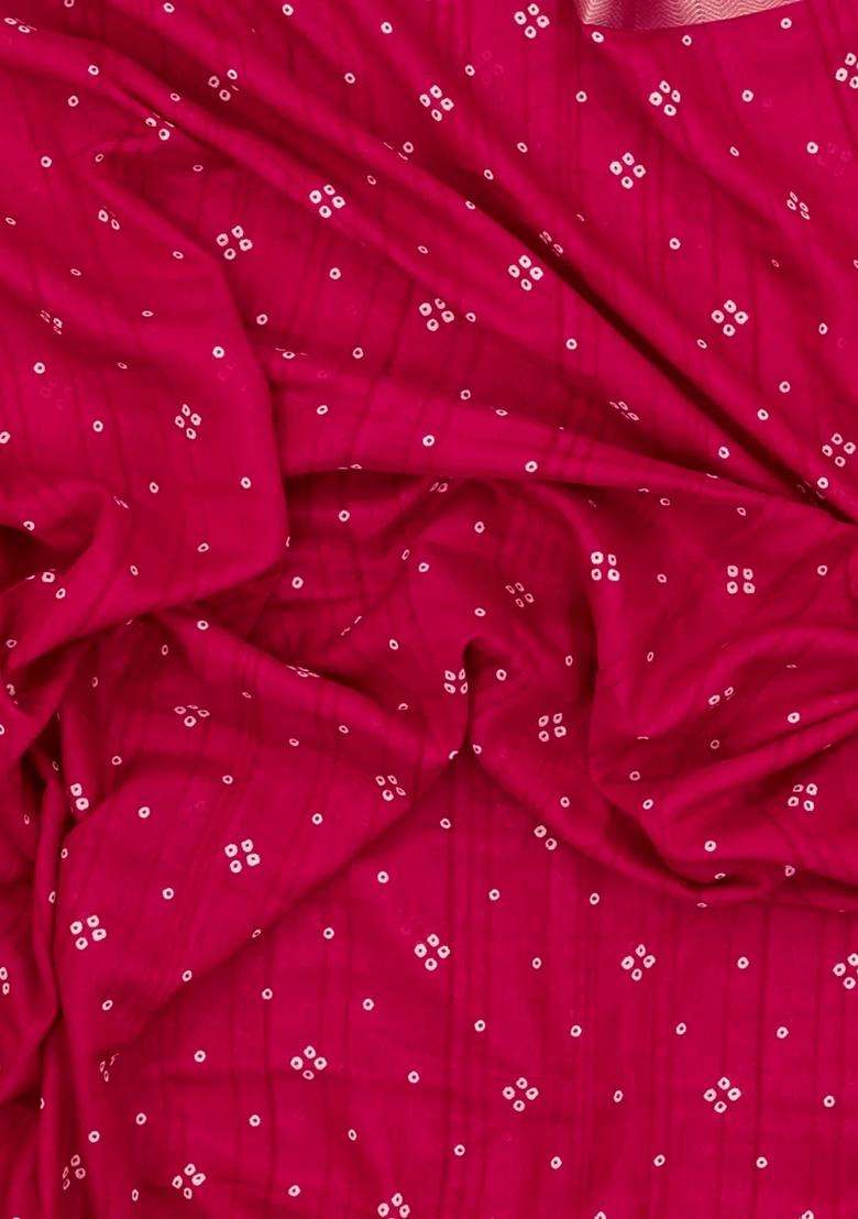 Crimson Woven Synthetics Dola Silk Saree With Zari Border With Printed Design For Women - Indya