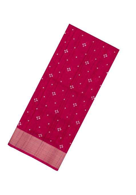 Crimson Woven Synthetics Dola Silk Saree With Zari Border With Printed Design For Women