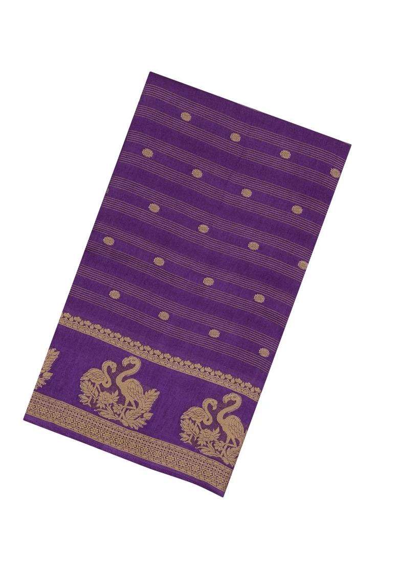 Lilac Printed Synthetics Dola Art Silk Saree Zari Stripes Buttas For Women - Indya