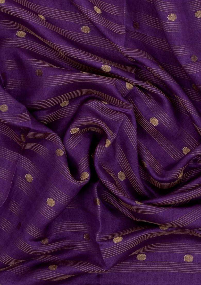 Lilac Printed Synthetics Dola Art Silk Saree Zari Stripes Buttas For Women - Indya