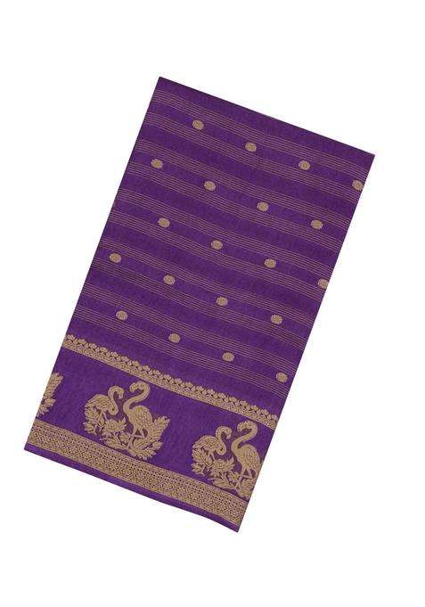 Lilac Printed Synthetics Dola Art Silk Saree Zari Stripes Buttas For Women