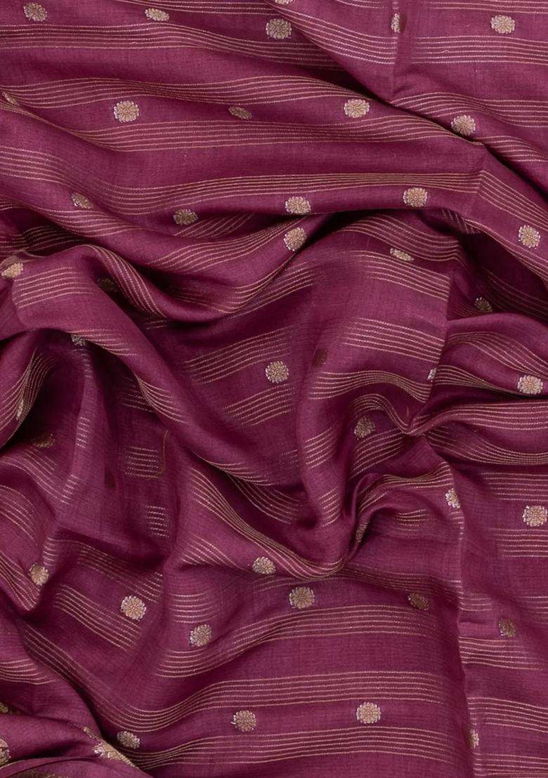 Dusty Pink Printed Synthetics Dola Art Silk Saree Zari Stripes Buttas For Women - Indya