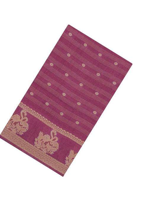 Dusty Pink Printed Synthetics Dola Art Silk Saree Zari Stripes Buttas For Women