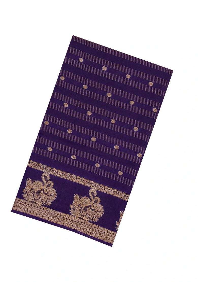 Violet Printed Synthetics Dola Art Silk Saree Zari Stripes Buttas For Women - Indya