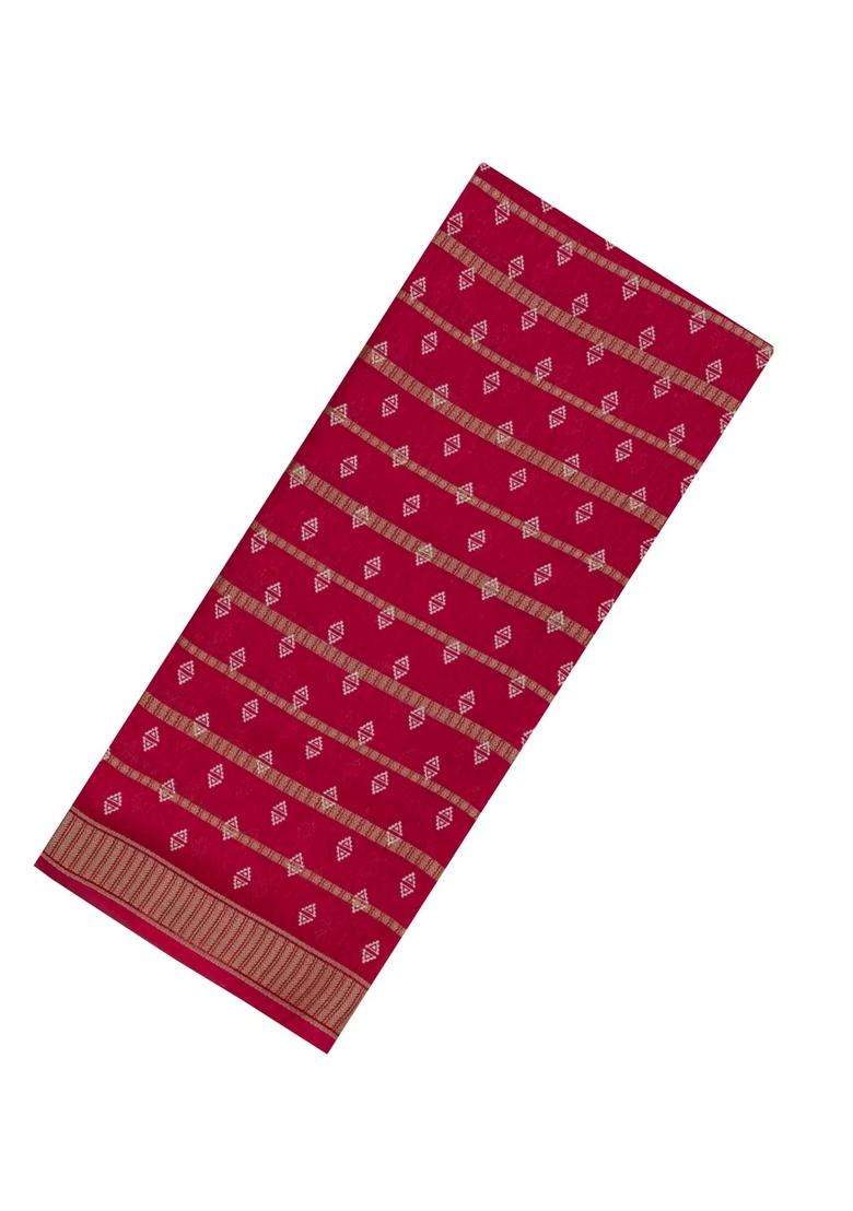Crimson Printed Synthetics Dola Art Silk Saree Zari Stripes For Women - Indya
