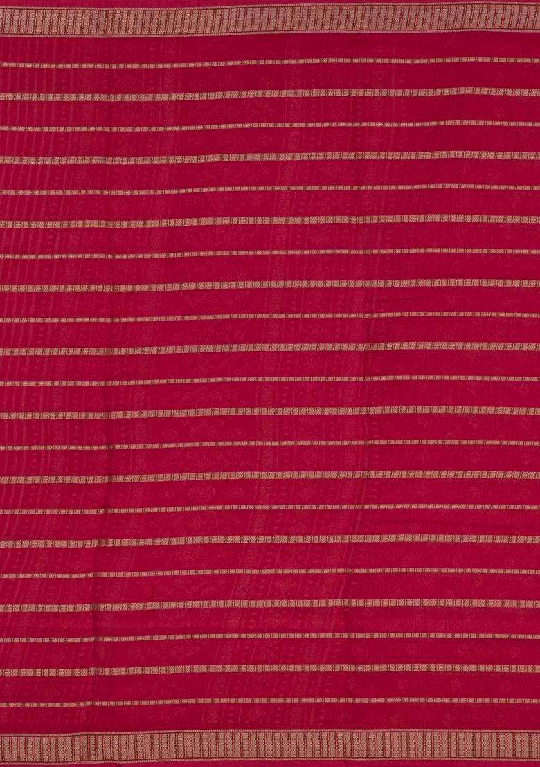 Crimson Printed Synthetics Dola Art Silk Saree Zari Stripes For Women - Indya