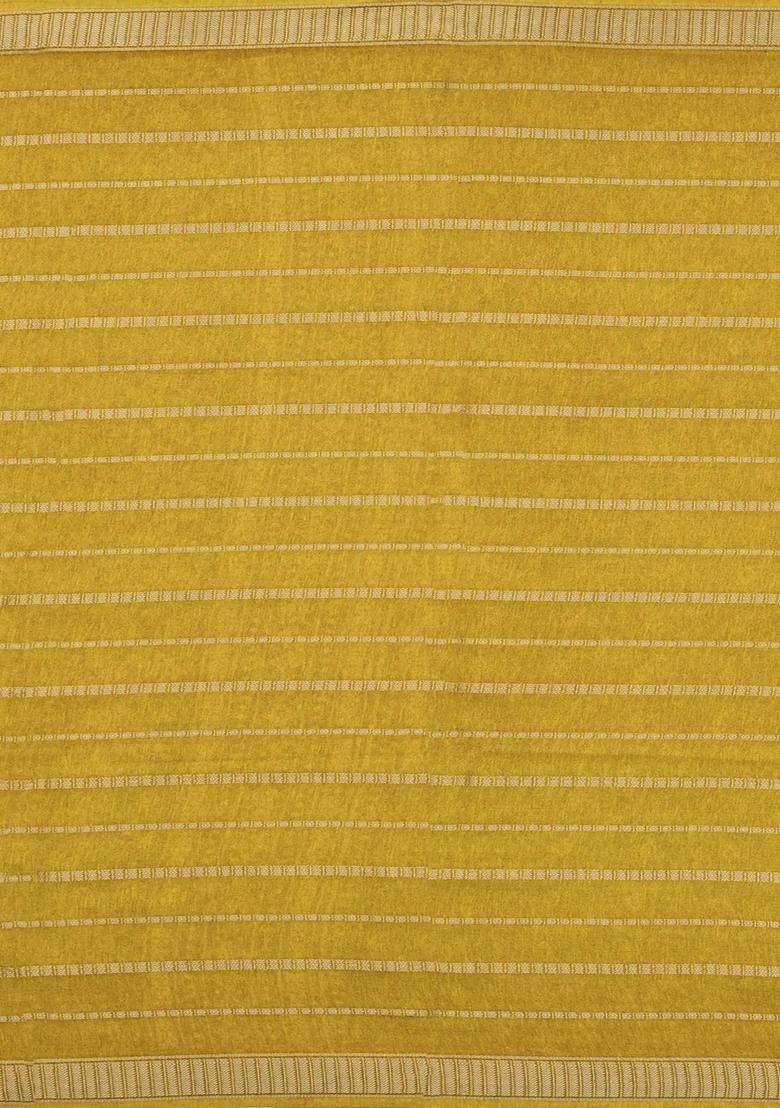 Gold Printed Synthetics Dola Art Silk Saree Zari Stripes For Women - Indya