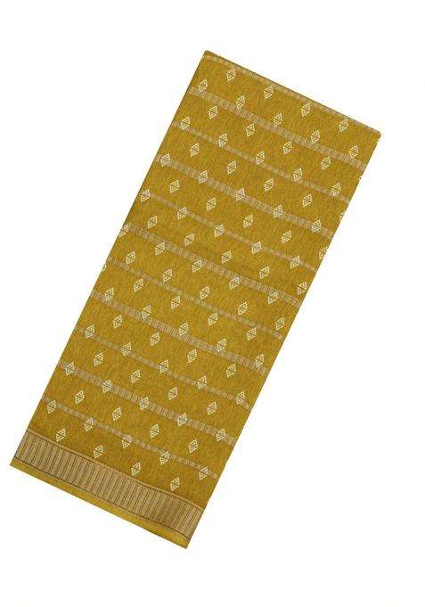 Gold Printed Synthetics Dola Art Silk Saree Zari Stripes For Women