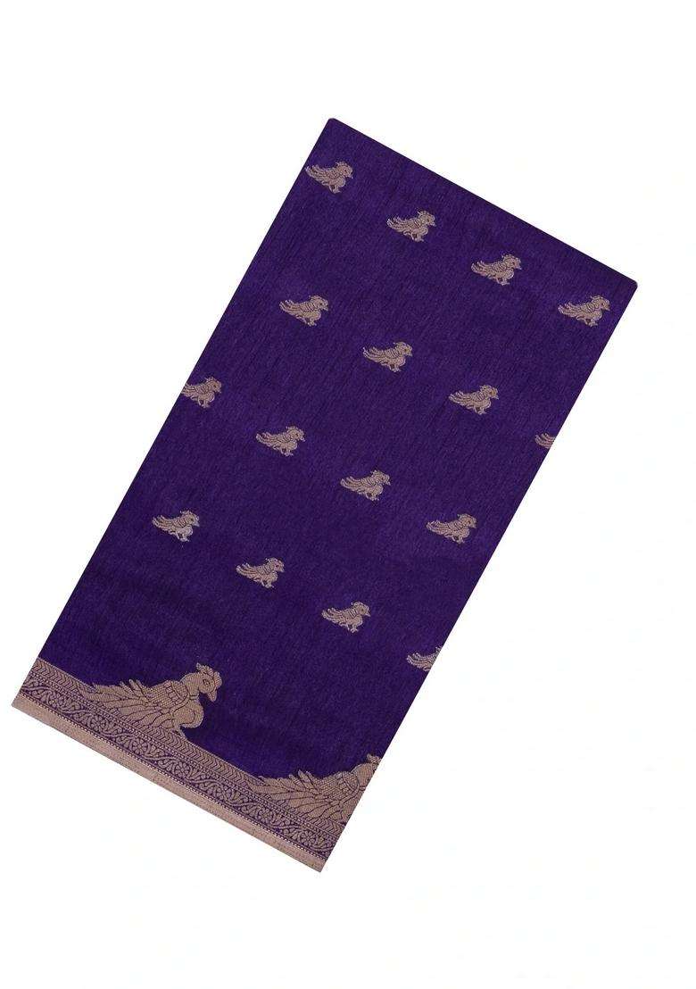 Purple Printed Synthetics Dola Art Silk Saree Zari Buttas For Women - Indya