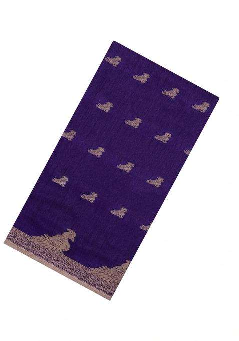 Purple Printed Synthetics Dola Art Silk Saree Zari Buttas For Women