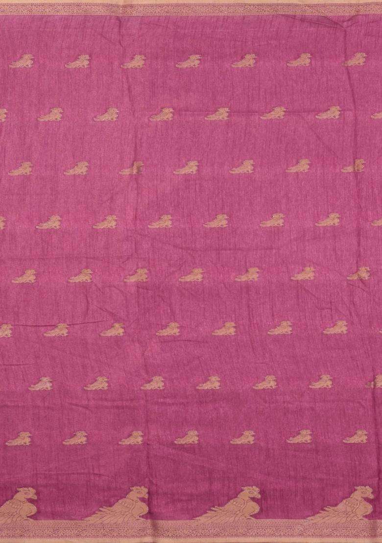 Dusty Pink Printed Synthetics Dola Art Silk Saree Zari Buttas For Women - Indya