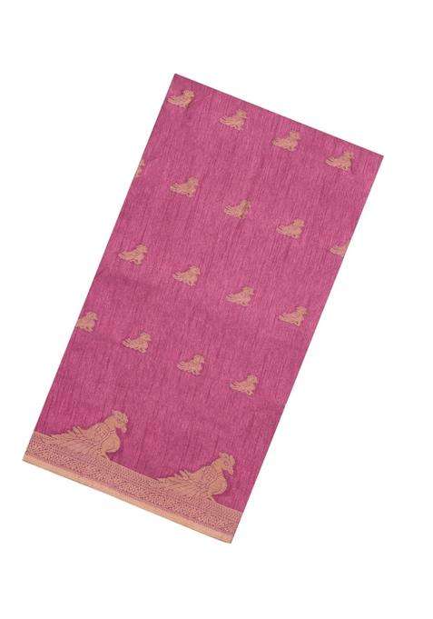 Dusty Pink Printed Synthetics Dola Art Silk Saree Zari Buttas For Women