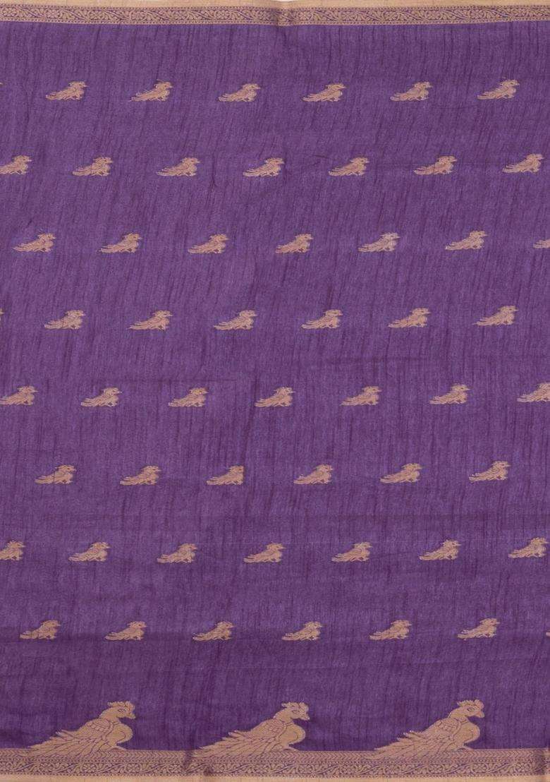 Lilac Printed Synthetics Dola Art Silk Saree Zari Buttas For Women - Indya