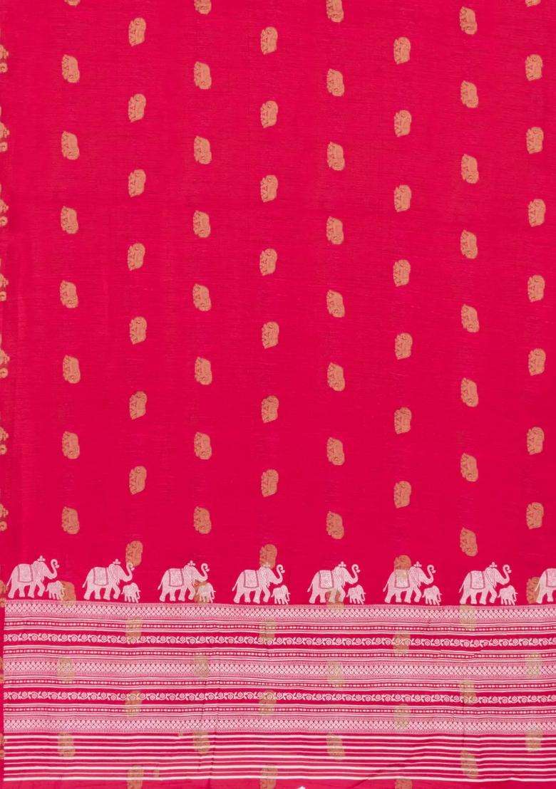 Red Printed Synthetics Dola Art Silk Saree Zari Buttas For Women - Indya