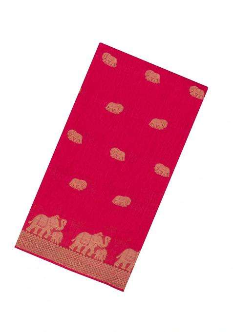 Red Printed Synthetics Dola Art Silk Saree Zari Buttas For Women