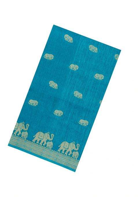 Cyan Printed Synthetics Dola Art Silk Saree Zari Buttas For Women