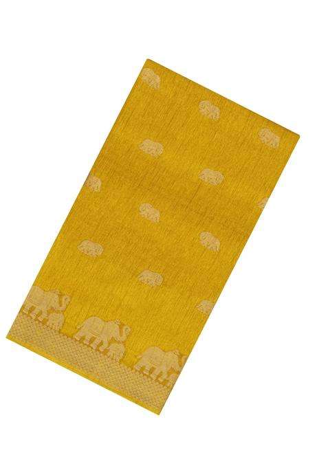 Mustard Printed Synthetics Dola Art Silk Saree Zari Buttas For Women