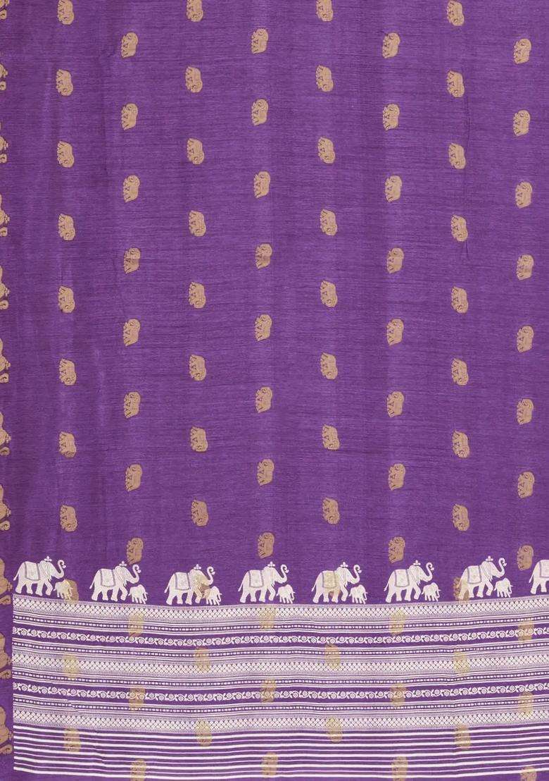 Lavander Lavender Printed Synthetics Dola Art Silk Saree Zari Buttas For Women - Indya