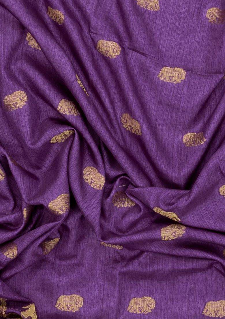 Lavander Lavender Printed Synthetics Dola Art Silk Saree Zari Buttas For Women - Indya