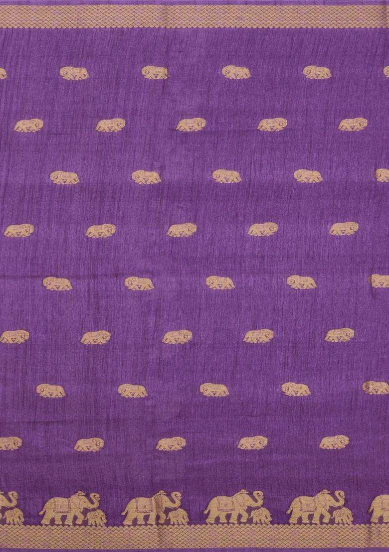 Lavander Lavender Printed Synthetics Dola Art Silk Saree Zari Buttas For Women - Indya