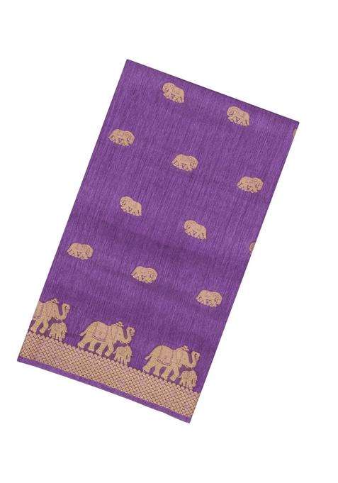 Lavander Lavender Printed Synthetics Dola Art Silk Saree Zari Buttas For Women