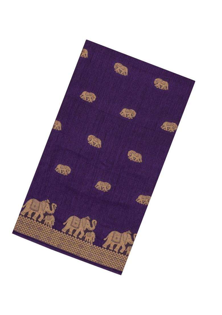 Violet Printed Synthetics Dola Art Silk Saree Zari Buttas For Women - Indya
