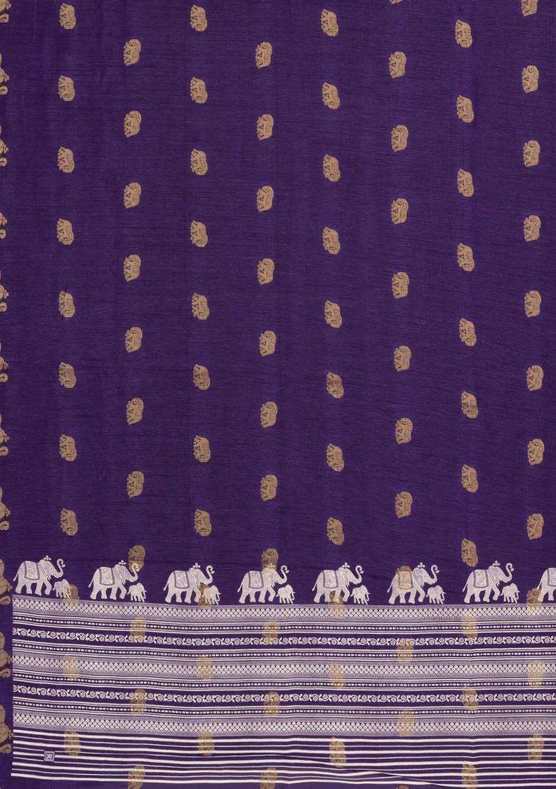 Violet Printed Synthetics Dola Art Silk Saree Zari Buttas For Women - Indya