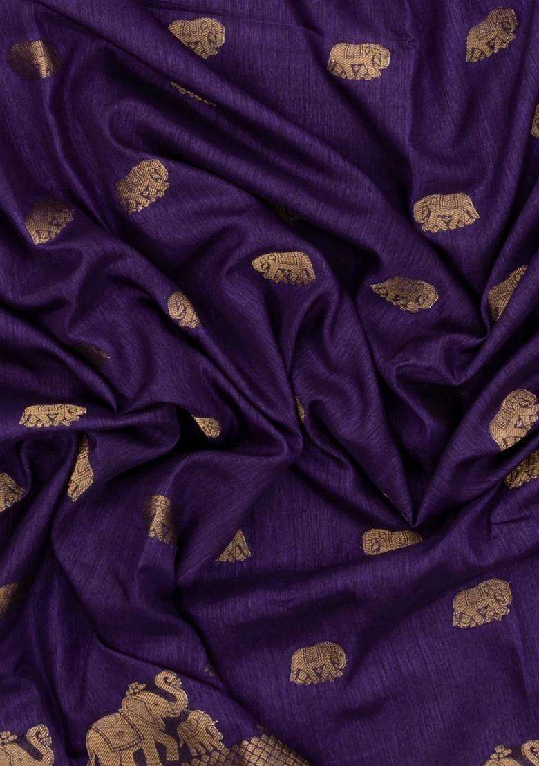 Violet Printed Synthetics Dola Art Silk Saree Zari Buttas For Women - Indya