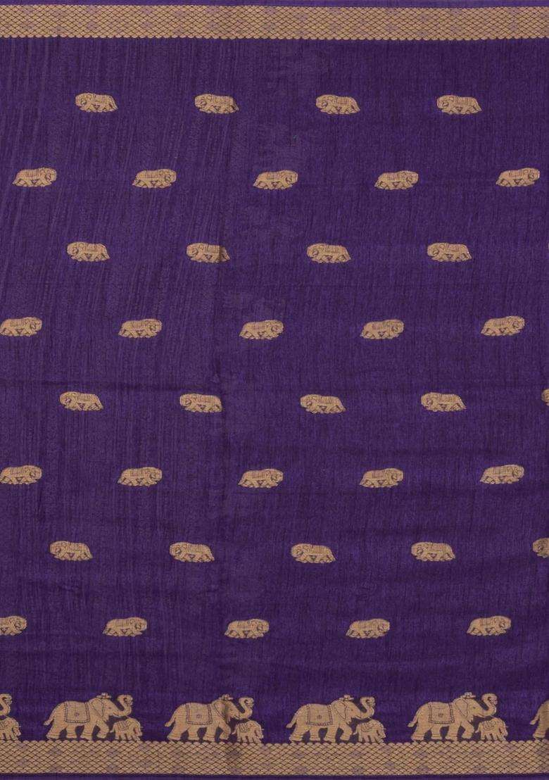 Violet Printed Synthetics Dola Art Silk Saree Zari Buttas For Women - Indya