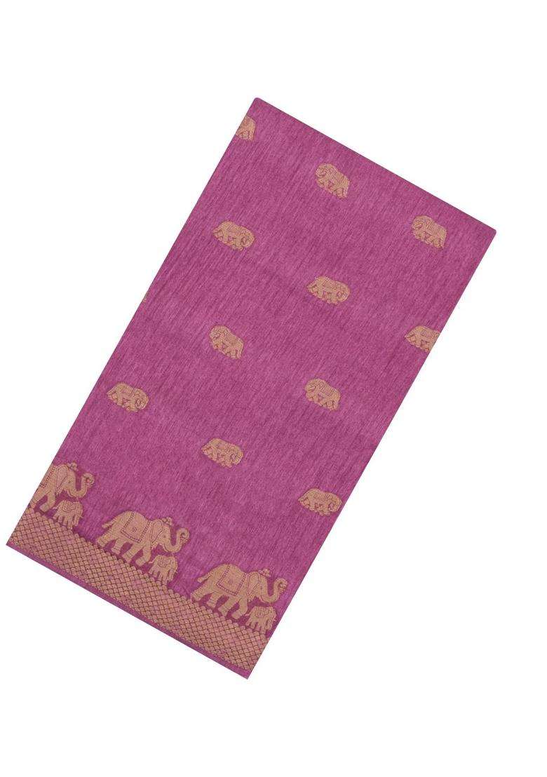 Dusty Pink Printed Synthetics Dola Art Silk Saree Zari Buttas For Women - Indya