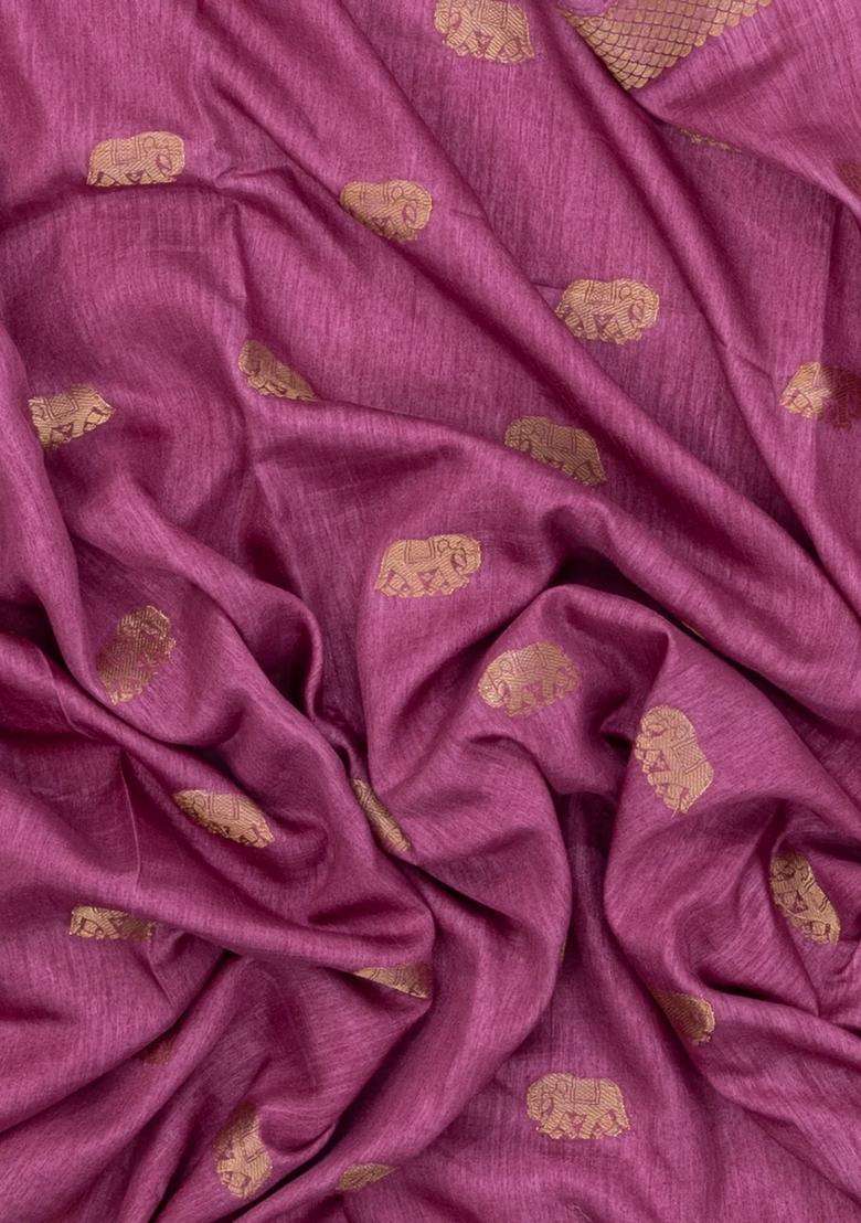 Dusty Pink Printed Synthetics Dola Art Silk Saree Zari Buttas For Women - Indya