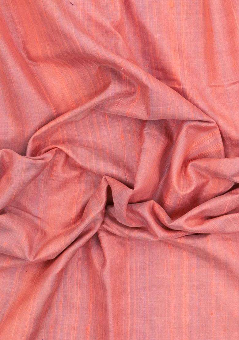 Peach Woven Tussar Silk Saree With Contrast Rising Border With Traditional Woven Design For Women - Indya