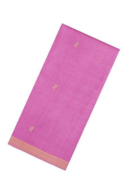 Bubblegum Pink Woven Tussar Silk Saree With Floral Motifs With Buttas And Brocade Design For Women