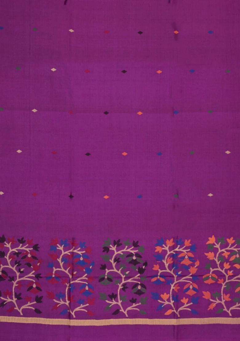 Magenta Woven Tussar Silk Saree With Meena Motifs With Buttas And Brocade Design For Women - Indya