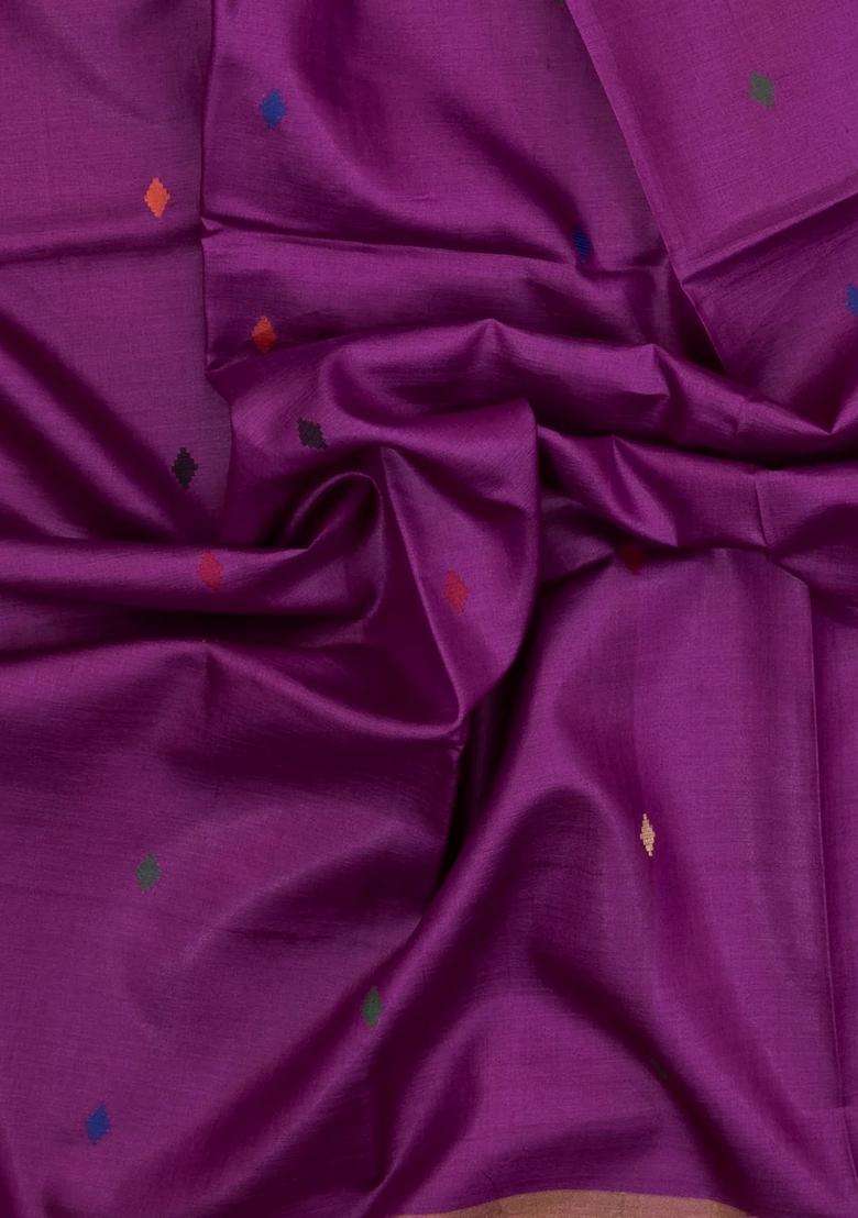 Magenta Woven Tussar Silk Saree With Meena Motifs With Buttas And Brocade Design For Women - Indya