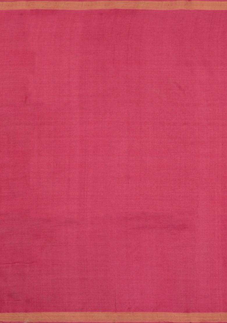 Peach Woven Tussar Silk Saree With Floral Motifs With Buttas And Brocade Design For Women - Indya