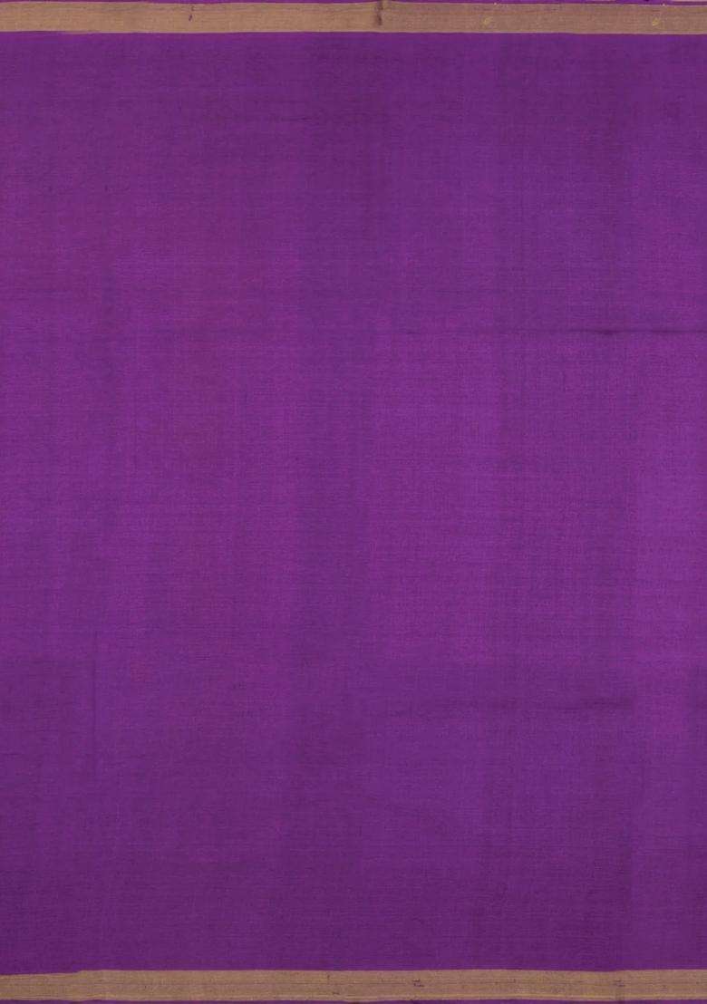 Purple Woven Tussar Silk Saree With Floral Motifs With Buttas And Brocade Design For Women - Indya