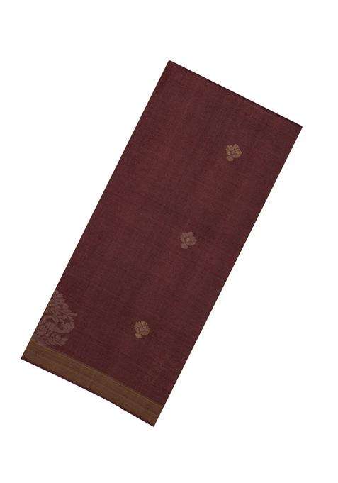 Brown Woven Tussar Silk Saree With Peacock Buttas With Buttas And Brocade Design For Women