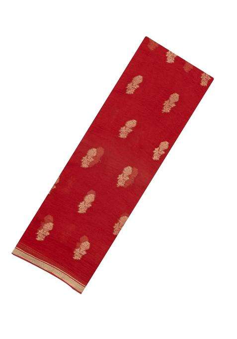 Red Woven Mysore Silk Crepe Saree With Floral Buttas With Buttas And Brocade Design For Women