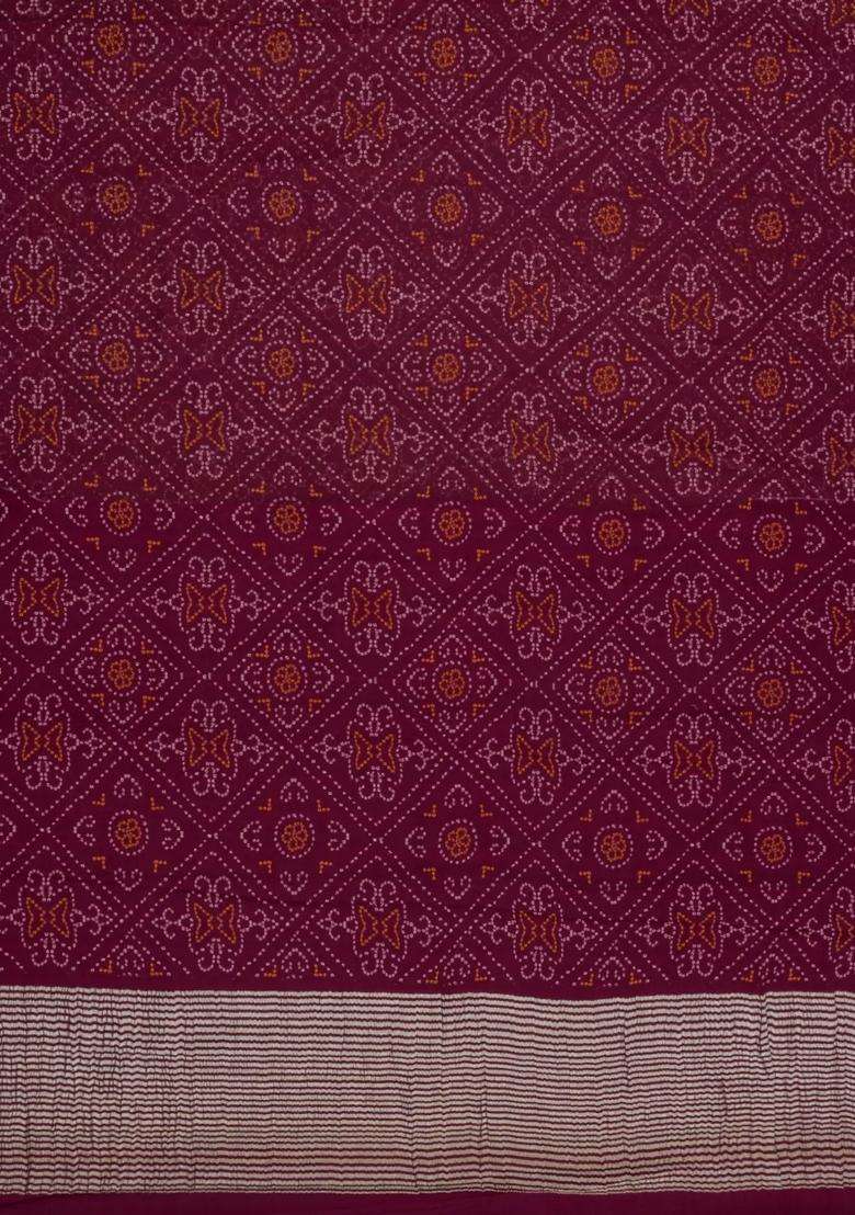 Maroon Woven Mysore Silk Crepe Saree With Printed Floral Motifs For Women - Indya