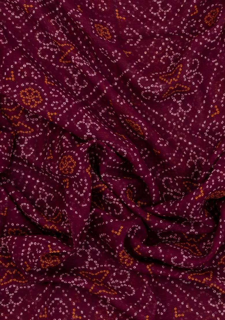 Maroon Woven Mysore Silk Crepe Saree With Printed Floral Motifs For Women - Indya