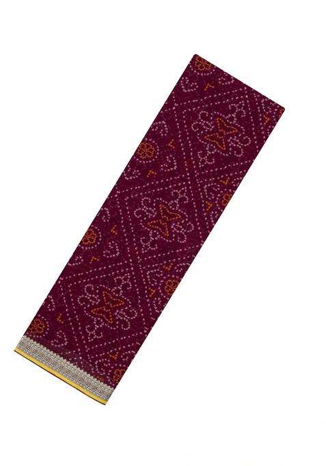 Maroon Woven Mysore Silk Crepe Saree With Printed Floral Motifs For Women