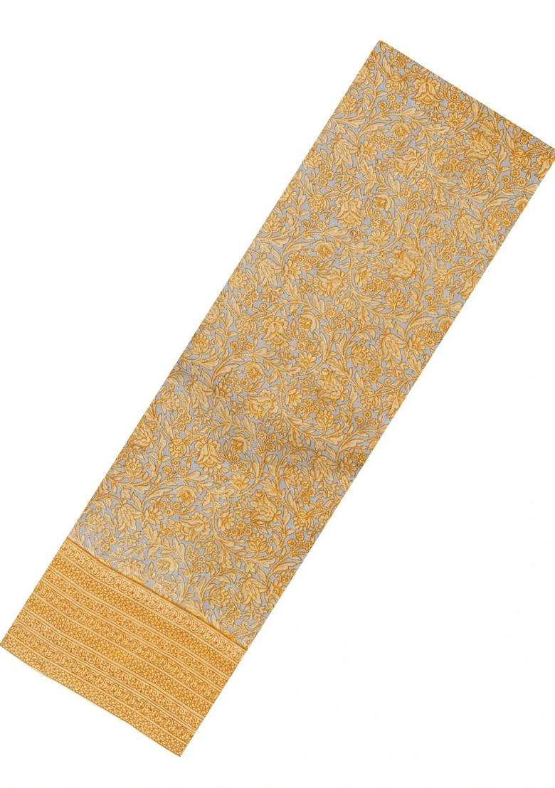 Sandal Printed Silk Saree With Floral Motifs For Women - Indya