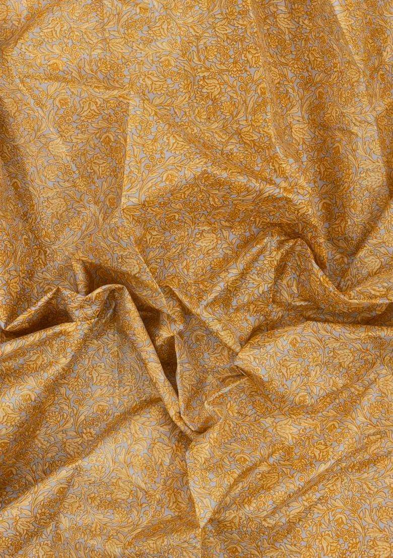 Sandal Printed Silk Saree With Floral Motifs For Women - Indya