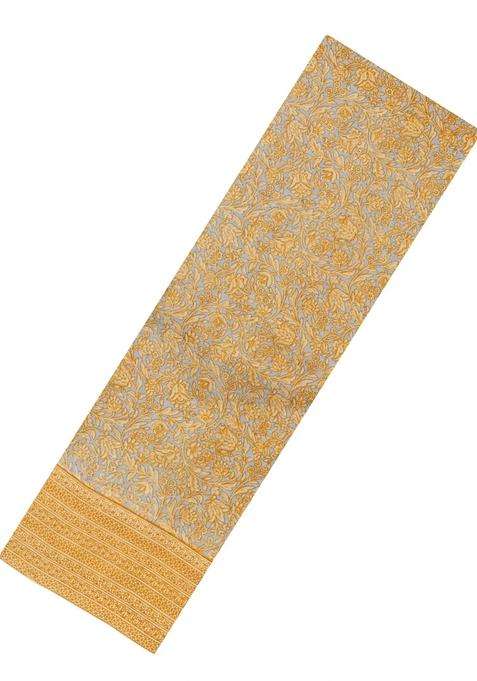 Sandal Printed Silk Saree With Floral Motifs For Women