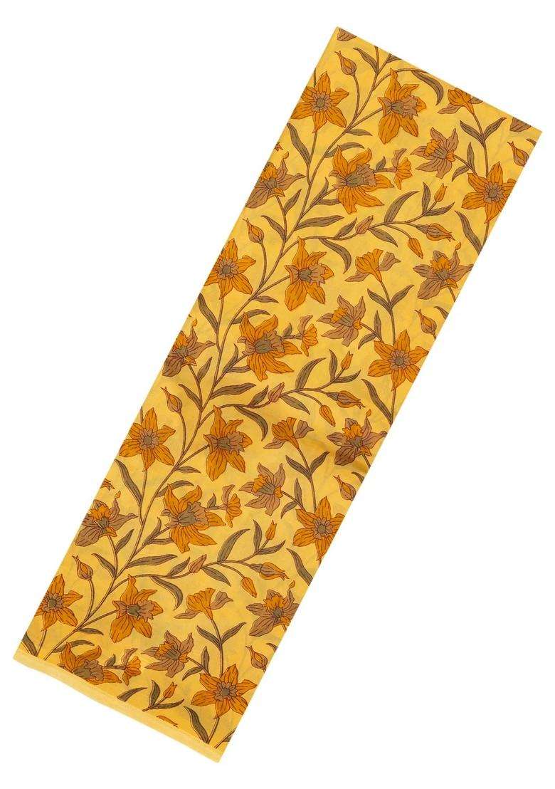 Sandal Printed Silk Saree With Floral Motifs For Women - Indya